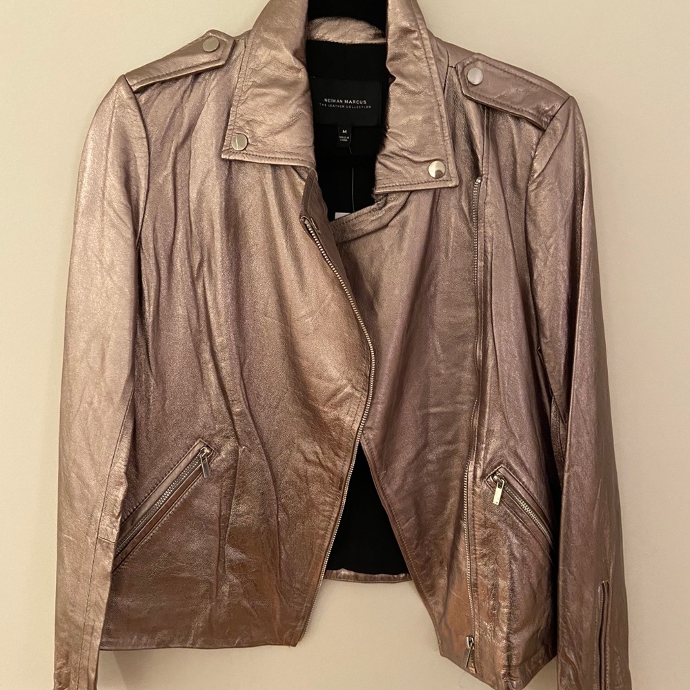 NWT Neiman Marcus Real Metallic Leather Jacket - Picture 7 of 9